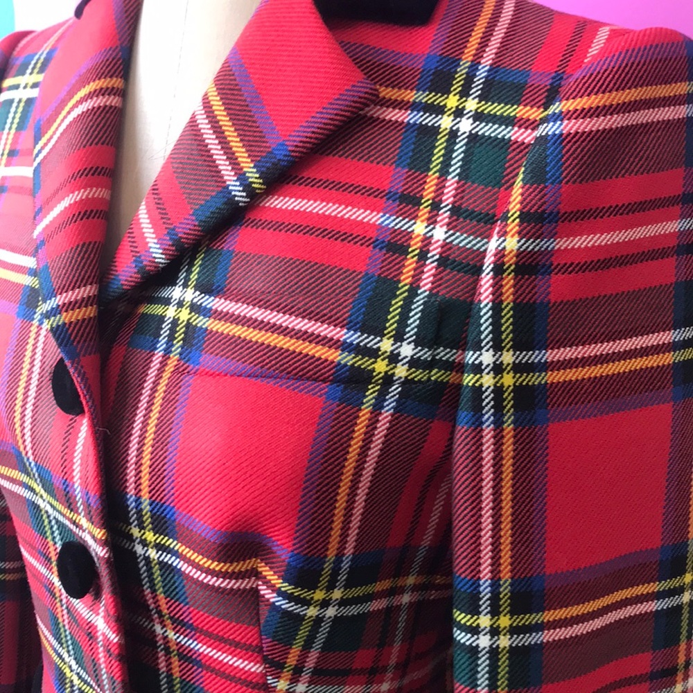 Moschino Black Heart Plaid Embroidered Blazer - Picture 6 of 8
